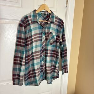 Eddie Bauer Multicolor Plaid Flannel Women’s Button Down Shirt Large